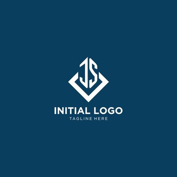 Initial JS logo square rhombus with lines, modern and elegant logo design