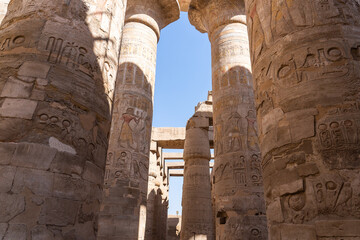 Columns in Great Hypostyle Hall at the Temple of Karnak