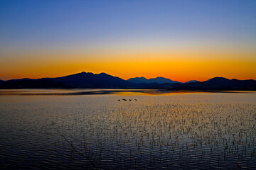 주남저수지의일몰