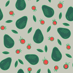 Vector seamless pattern with vegetables and plants
