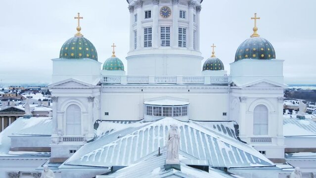 Helsinki Cathedral and city in the winter