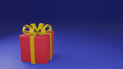3D rendering pink gift box on blue background