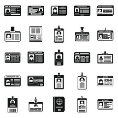 Id card icons set simple vector. Tag name