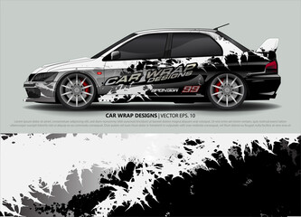 Racing Car Decal Graphic Vector, wrap vinyl sticker. Graphic abstract stripe designs for Racing vehicles.