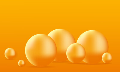 abstract dynamic 3d bubbles spheres yellow background