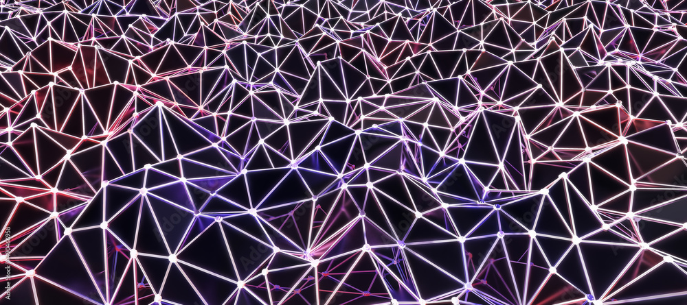 Poster Abstract wide triangular mosaic background. Texture and design concept. 3D Rendering.