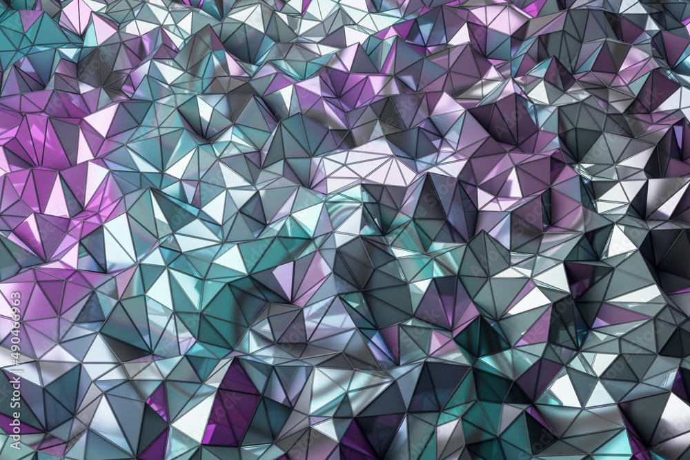Poster Creative triangular mosaic background. Texture and design concept. 3D Rendering.