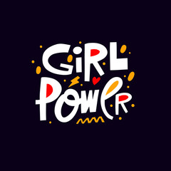 Girl Power motivation phrase. Feminism slogan. Colorful lettering text.