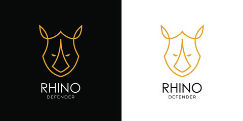 Rhino Defender Logo Head Monoline Style