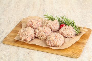 Traditional homemade raw pork meatballs