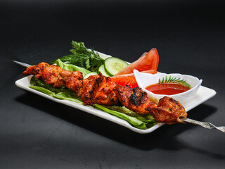 Chicken thigh barbecue with sauce