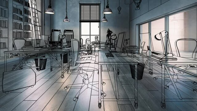 Meeting Room Interior in Design - loopable 3D Visualization