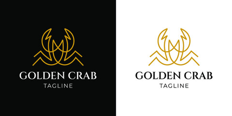 Golden Crab Logo Monoline Style