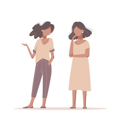 A couple of abstract stylish women talking.