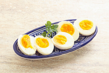 Boiled chicken egg for breakfast