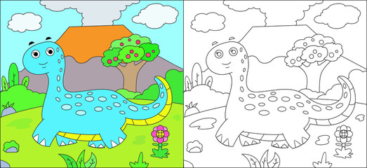 Obraz premium Coloring pages of cute dinosaur
