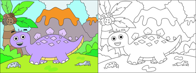 Coloring pages of cute dinosaur