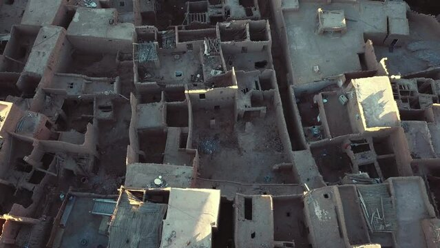 4K Footage, Aerial view of the authentic ancient Taghit in the Sahara Desert, Algeria 