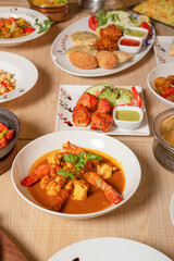 Assortment of typical dishes of Indian cuisine