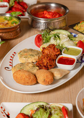 Assortment of typical dishes of Indian cuisine
