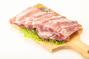 Raw pork ribs for cooking