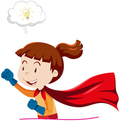 A super girl thinking on white background