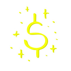 Us dollar money sketch vector illustration. Financial crisis, sanctions policy hand drawn element. Investment risk market icon.