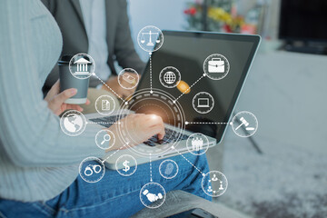 Lawyers having  Concepts of  Legal services at the law office work Legal advice online on computer labor law