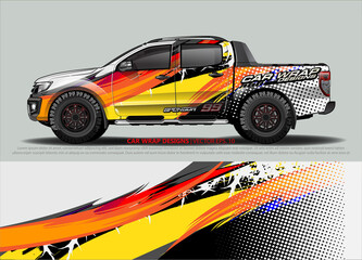 Racing Car Decal Graphic Vector, wrap vinyl sticker. Graphic abstract stripe designs for Racing vehicles.
