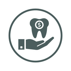 Dentist fees icon. Gray vector illustration.