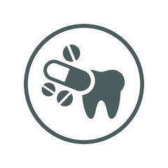 Tooth Drug, medicine icon. Gray vector illustration.