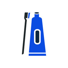 Toothbrush, toothpaste icon. Simple editable vector graphics.