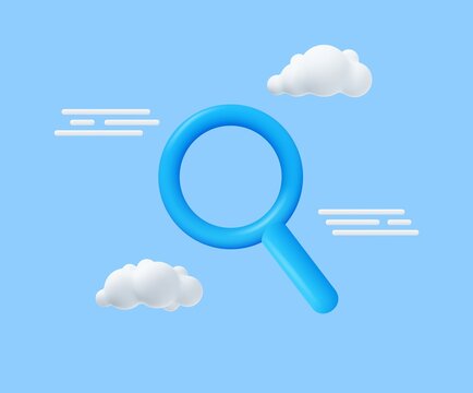3d Rendering Search Icon With Cloud