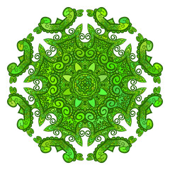 Green abstract round pattern, Circular ornament design element, Vector isolated
