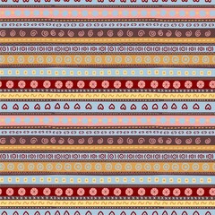 Hand drawn Folk seamless pattern. Striped ornamental abstract background.