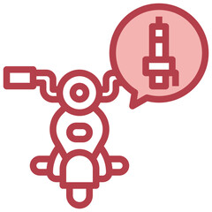 IGNITION red line icon,linear,outline,graphic,illustration