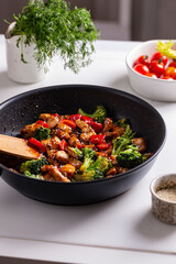 Teriyaki chicken with vegetables and rice