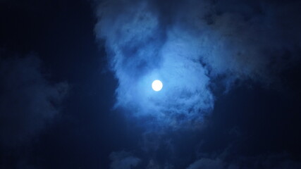 Naklejka na ściany i meble The moon night view with the bright moon in the dark sky at night