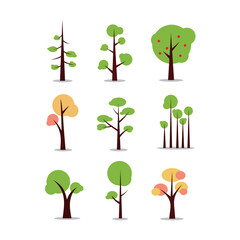 Tree Collection flat design in Vector