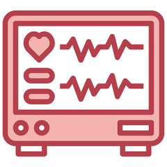 ELECTROCARDIOGRAM red line icon,linear,outline,graphic,illustration