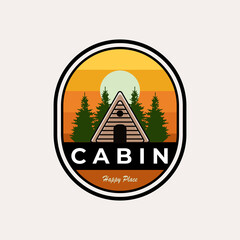 Vintage modern cabin emblem logo vector illustration - obrazy, fototapety, plakaty