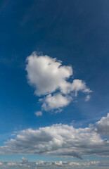 Fantastic clouds against blue sky, panorama