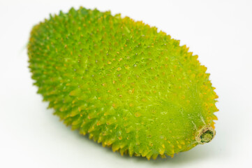 spiny gourd green vegetable or kakrol vegetable on white background