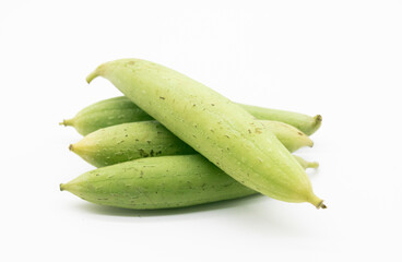 fresh loofah or Sponge Gourd close up , selective focus