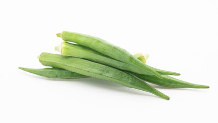 group of Lady Finger isolated on white background, selective focus