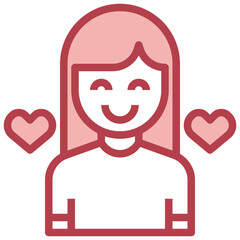 GIRL red line icon,linear,outline,graphic,illustration