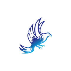 eagle landing vector logo design illustration