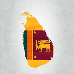 Sri Lanka map with flag