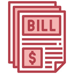 BILL red line icon,linear,outline,graphic,illustration
