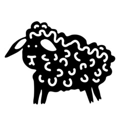 Happy Ramadan Mubarak. Vector illustration with black silhouette of lamb.